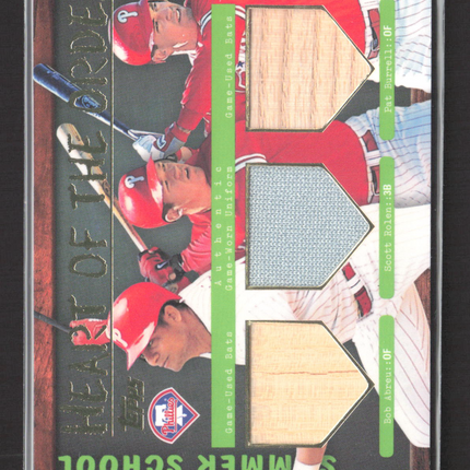 2001 Topps Summer School Pat Burrell Scott Rolen Bob Abreu Bat Jersey