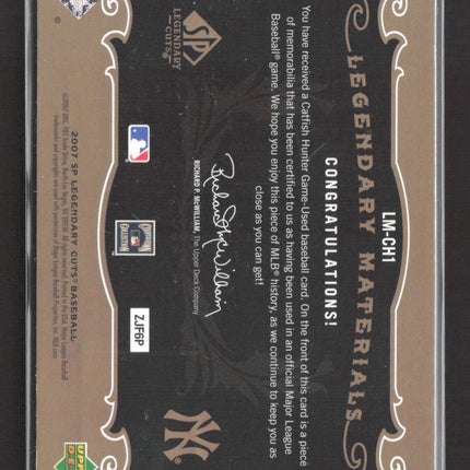 2007 Upper Deck SP Legendary Cuts Legendary Materials Catfish Hunter 002/199 Bat
