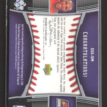 2004 Upper Deck Sweet Shot Sweet Spot Signatures Shawn Marion #SSS-SM Auto