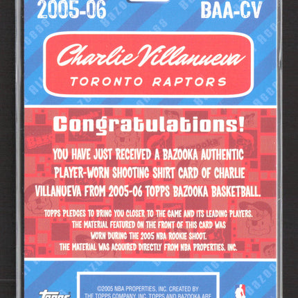 2005 Topps Bazooka All Access Charlie Villanueva #BAA-CV Shooting Shirt