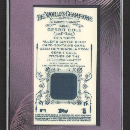 2015 Topps Allen & Ginter Gerrit Cole #FMR-GC Relic Game-Used Jersey