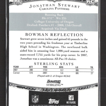 2008 Bowman Sterling Jonathan Stewart #155 Authentic Player Worn Jersey RC /299