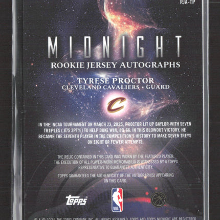 2025 Topps Midnight Tyrese Proctor #RJA-TP Rookie Jersey Autograph RC Auto