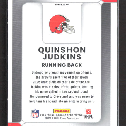 2025 Panini Donruss Optic Prizm Phenom Quinshon Judkins #RPBH-QJS Jersey