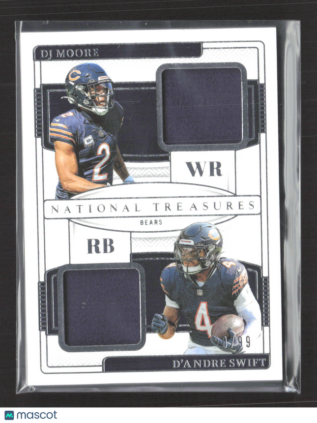 2025 Panini National Treasures D'Andre Swift DJ Moore #NGC-CHI Dual Jersey 10/99