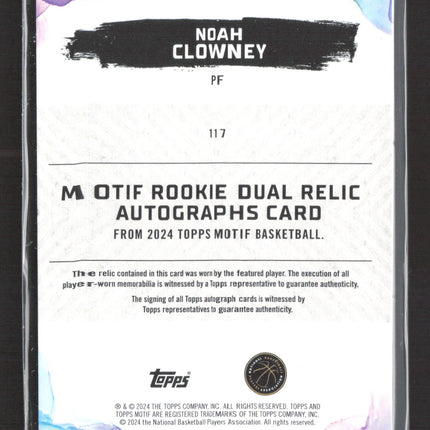 2024 Topps Motif Basketball Noah Clowney #117 Jersey Auto /49