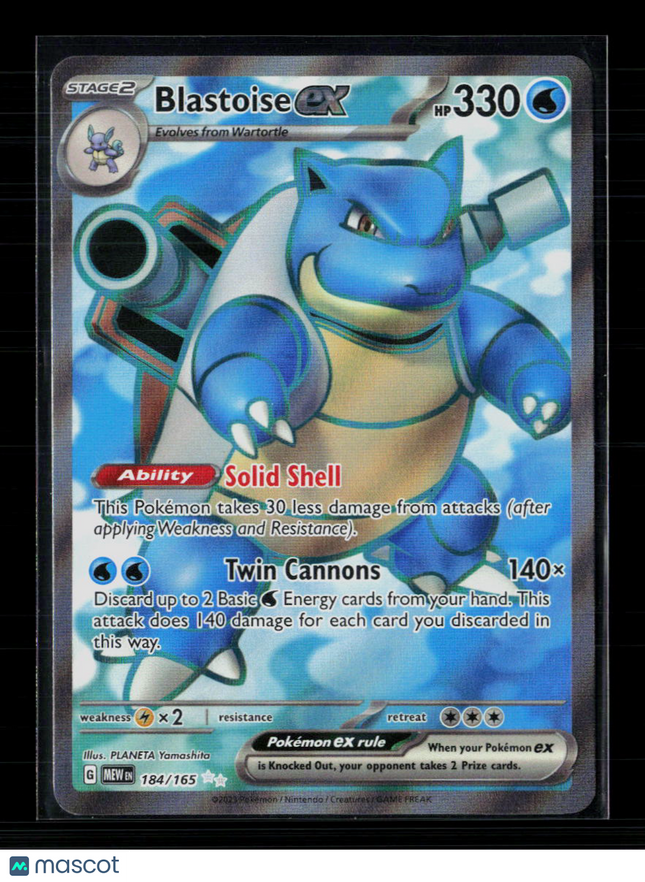 Pokemon 2023 Scarlet & Violet 151 Blastoise EX FA #184/165