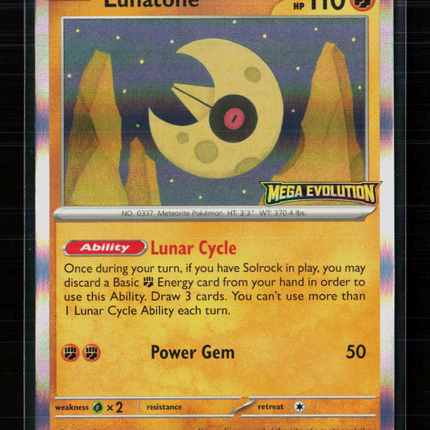 Pokemon 2025 Mega Evolution Lunatone Stanmped #004