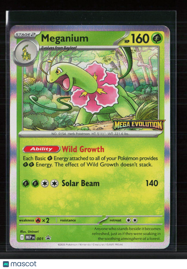 Pokemon 2025 Mega Evolution Meganium Stamped #001