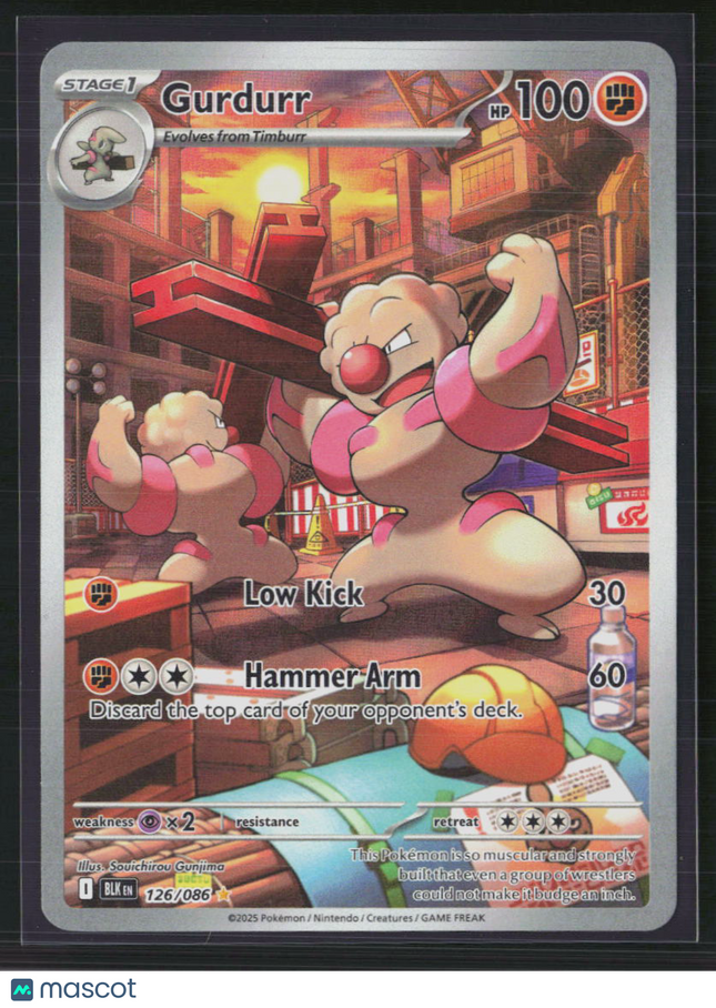 Pokemon 2025 Scarlet & Violet Black Bolt Gurdurr #126/86