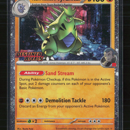 Pokemon 2025 Destined Rivals Team Rocket's Tyranitar Stamped #96/182