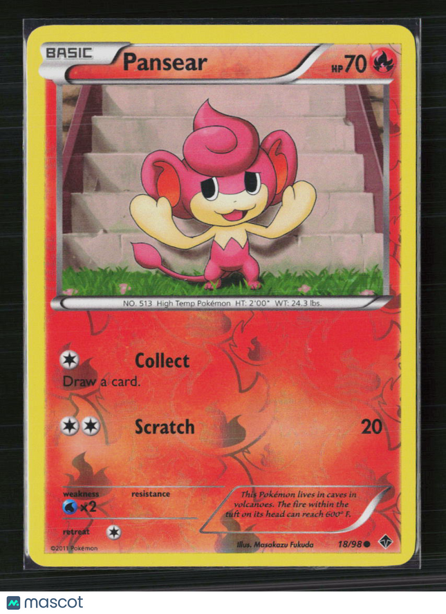 Pokemon 2011 Emerging Powers Pansear #18/98 Reverse Foil