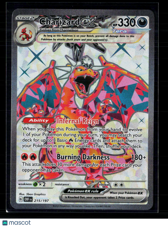 Pokemon 2023 Obsidian Flames Charizard EX FA #215/197
