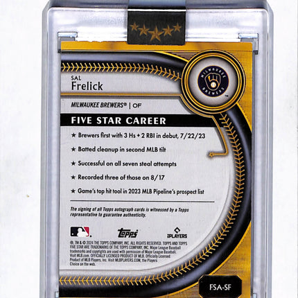 2024 Topps Five Star Sal Frelick #FSA-SF Gold 08/50 Auto