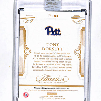 2022 Panini Flawless Collegiate Tony Dorsett #83 Emerald 1/5