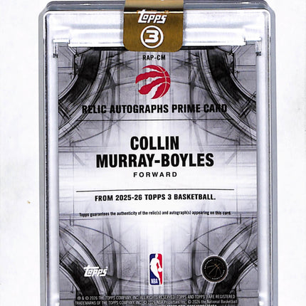 2026 Topps 3 Collin Murray-Boyles #RAP-CM Relic Prime Card RC Patch Auto /49