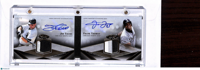 2022 Topps Tier One Jim Thome Frank Thomas Dual Patch Book Card 10/10 Auto