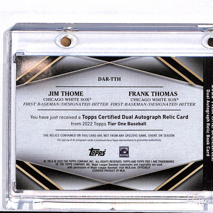 2022 Topps Tier One Jim Thome Frank Thomas Dual Patch Book Card 10/10 Auto
