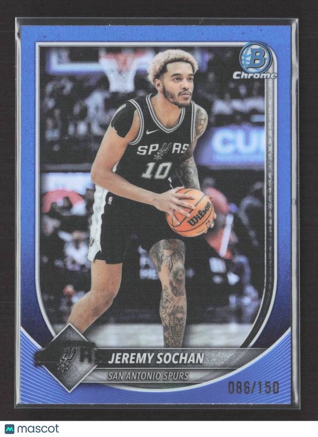 2023 Bowman Chrome University Jeremy Sochan #BCV-147 Blue RayWave 086/150