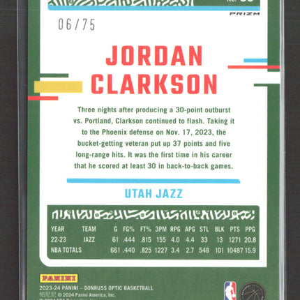 2024 Panini Donruss Optic Prizm Jordan Clarkson #30 Red 06/75