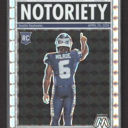 2025 Panini Mosaic Notoriety Jalen Milroe #15 Silver Prizm RC