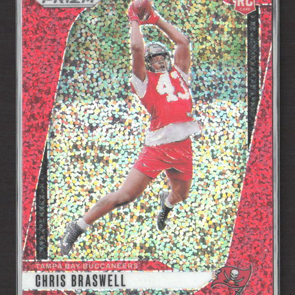 2024 Panini Prizm Football Chris Braswell #320 Red Sparkle RC