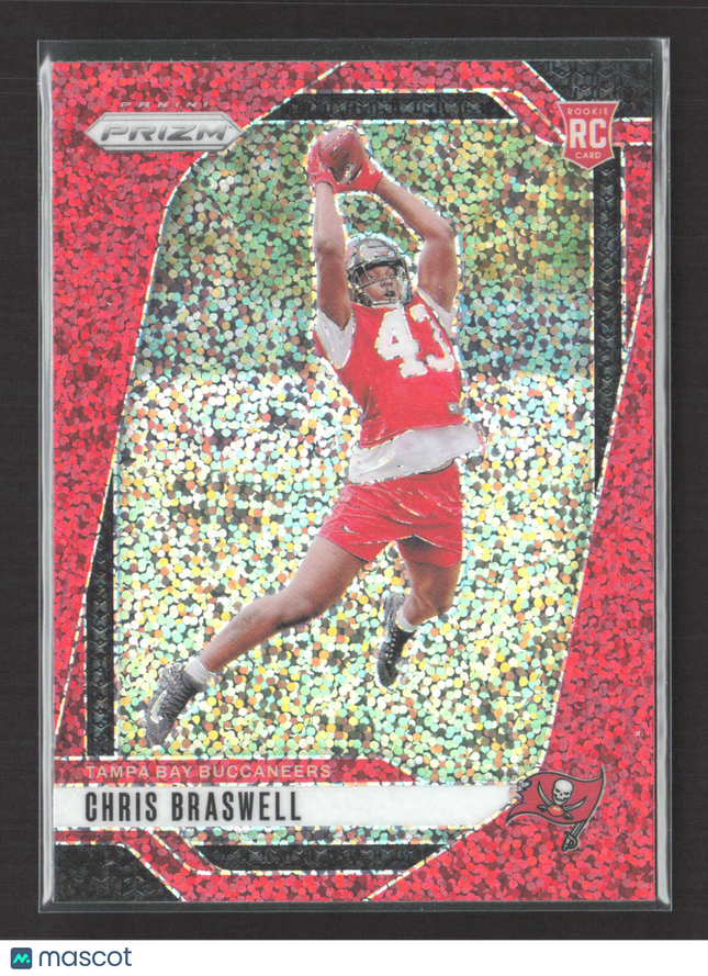 2024 Panini Prizm Football Chris Braswell #320 Red Sparkle RC