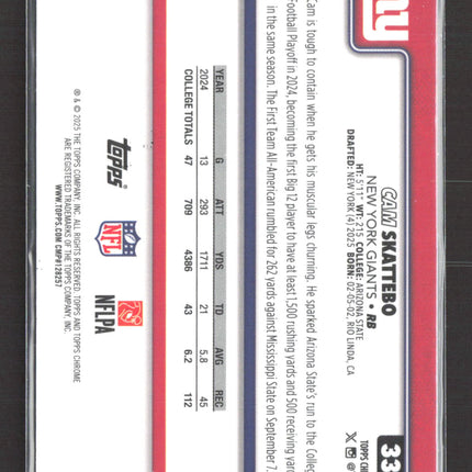 2025 Topps Chrome Cam Skattebo #331 RC