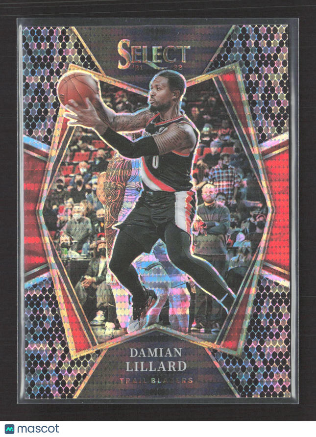 2022 Panini Select Prizm Damian Lillard #186 Black Snakeskin 1/1