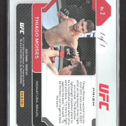 2022 Panini Prizm UFC Thiago Moises #2 Black Rc 1/1