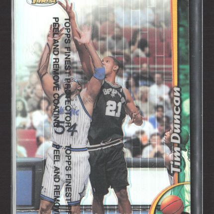 1999 Topps Finest Tim Duncan #190 Dual Refractor With Coating