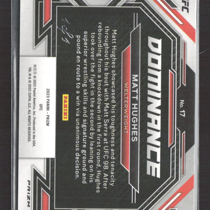 2023 Panini Prizm UFC Dominance Matt Hughes #17 Black 1/1