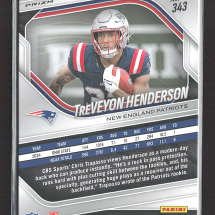2025 Panini Prizm Football TreVeyon Henderson #343 Lazer RC