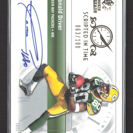 2007 UD SP Rookie Threads Scripted In Time Donald Driver #SIT-DD 063/100 Auto