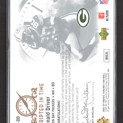 2007 UD SP Rookie Threads Scripted In Time Donald Driver #SIT-DD 063/100 Auto
