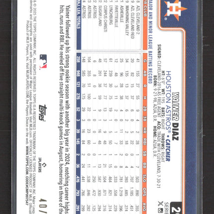 2025 Topps Series 1 Yainer Diaz #299 Gold /50