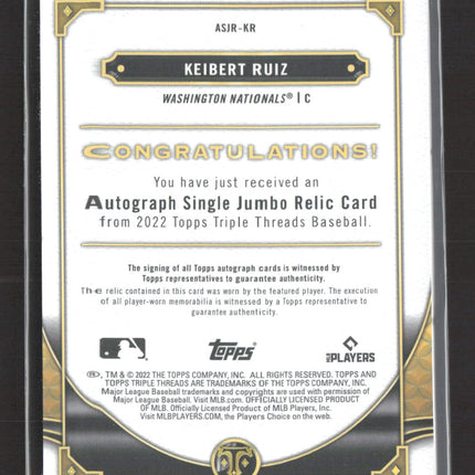 2022 Topps Triple Threads Keibert Ruiz #ASJR-KR Gold Jersey Auto 02/25