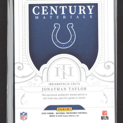 2026 Panini National Treasures Century Jonathan Taylor #CM-JTR Patch /99