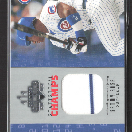 2001 Donruss Champions Statistical Champs Sammy Sosa #SC-29 Jersey Patch