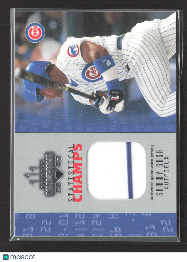 2001 Donruss Champions Statistical Champs Sammy Sosa #SC-29 Jersey Patch