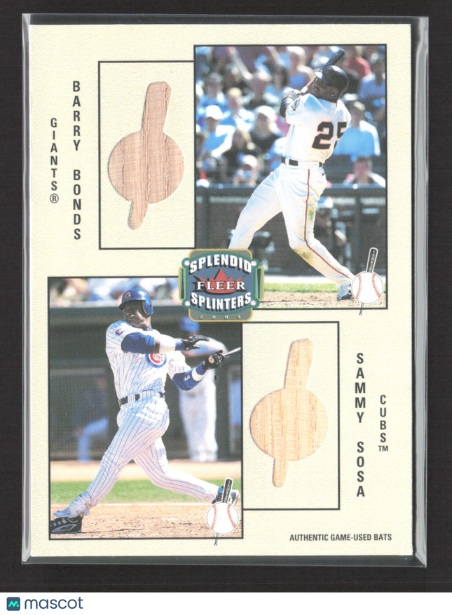 2003 Fleer Splendid Splinters Barry Bonds Sammy Sosa #BB-SS 13/99 Game-Used Bats