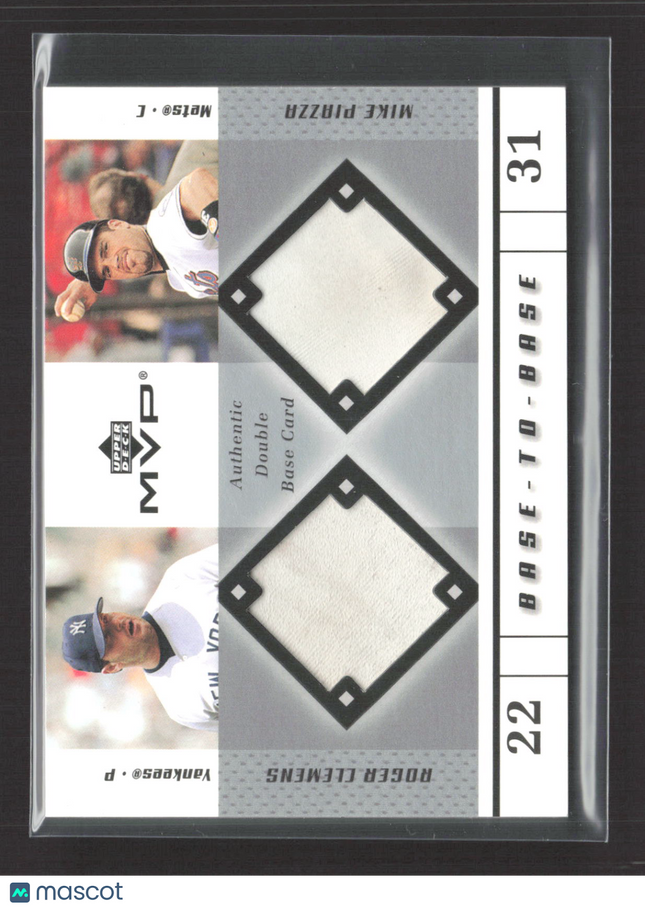 2001 Upper Deck MVP Base-to-Base Roger Clemens Mike Piazza #BB-CP Game-Used Base