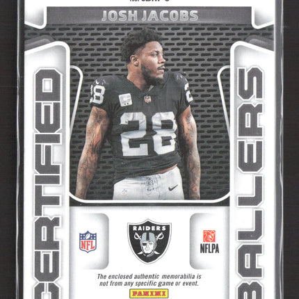 2023 Panini Certified Certified Ballers Josh Jacobs #CBM-9 07/15 Patch