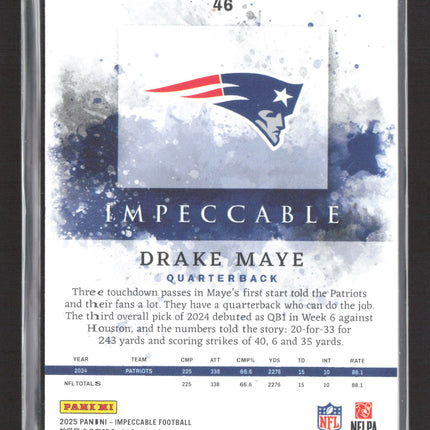 2025 Panini Impeccable Football Drake Maye #46 48/80