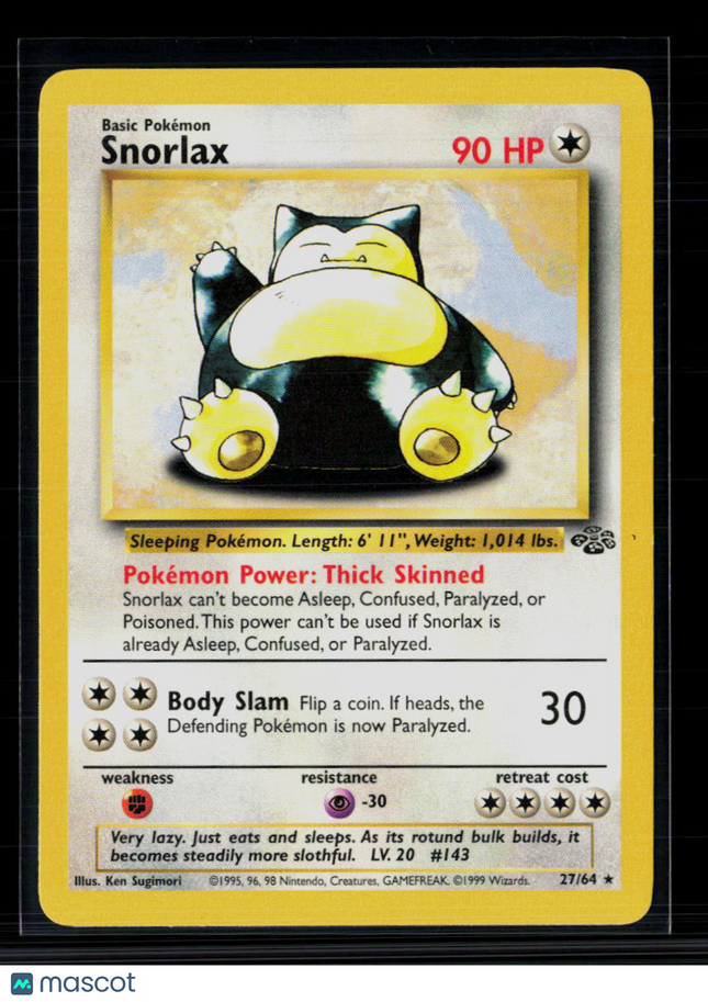 Pokemon 1999 Jungle Snorlax #27/64
