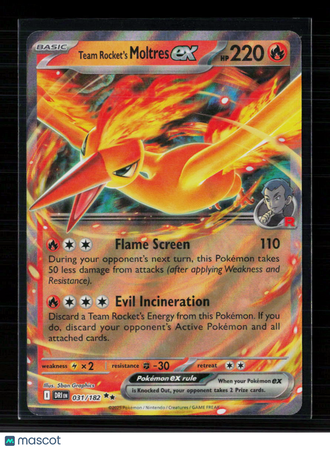 Pokemon 2025 Destined Rivals Team Rocket's Moltres EX RR #31/182
