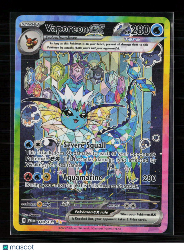 Pokemon 2025 Prismatic Evolutions Vaporeon EX SAR #149/131