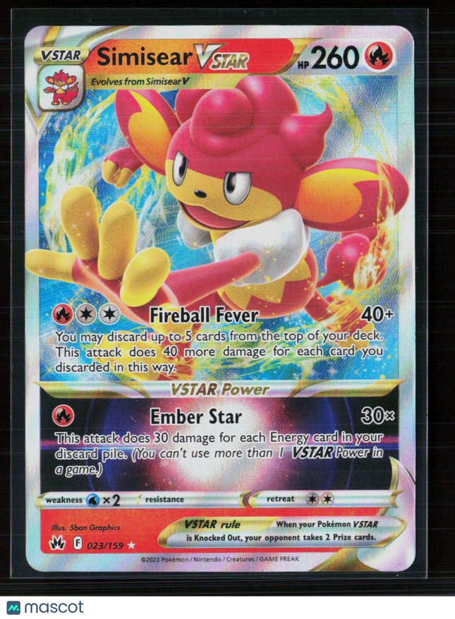 Pokemon 2023 Crown Zenith Simisear VSTAR #23/159