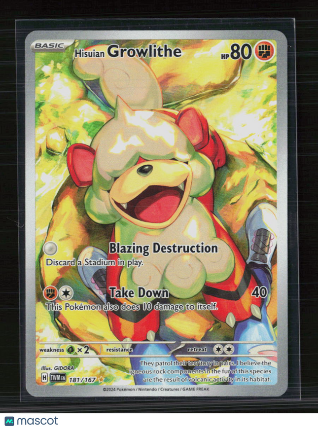 Pokemon 2024 Twilight Masquerade Hisuian Growlithe #181/167