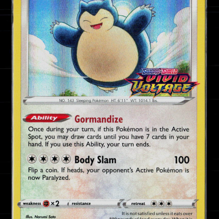 Pokemon 2020 Vivid Voltage Snorlax #SWSH068